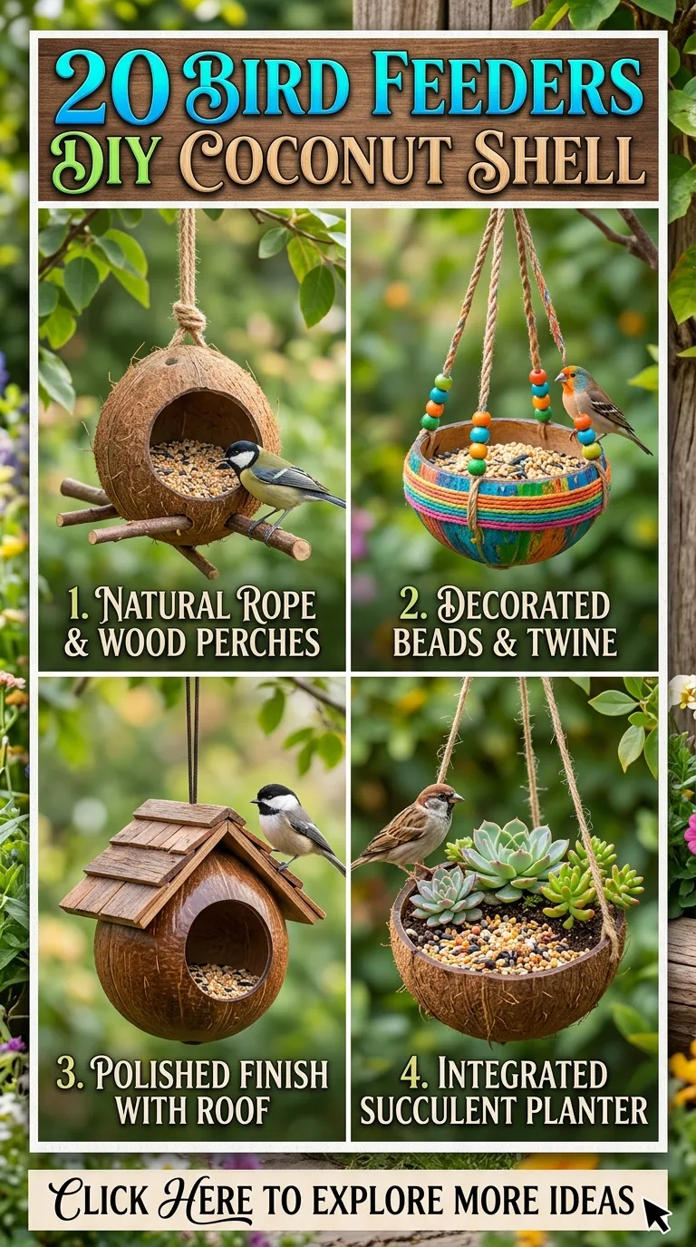 20 Bird Feeders DIY Coconut Shell 20 Bird Feeders DIY Coconut Shell