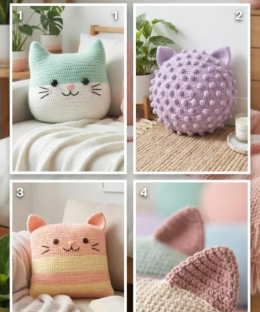 20 Crochet Cat Pillows Ideas