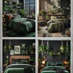 20 Brown Black and Green Bedroom